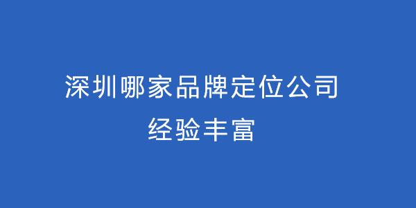 深圳哪家品牌定位公司經(jīng)驗(yàn)豐富